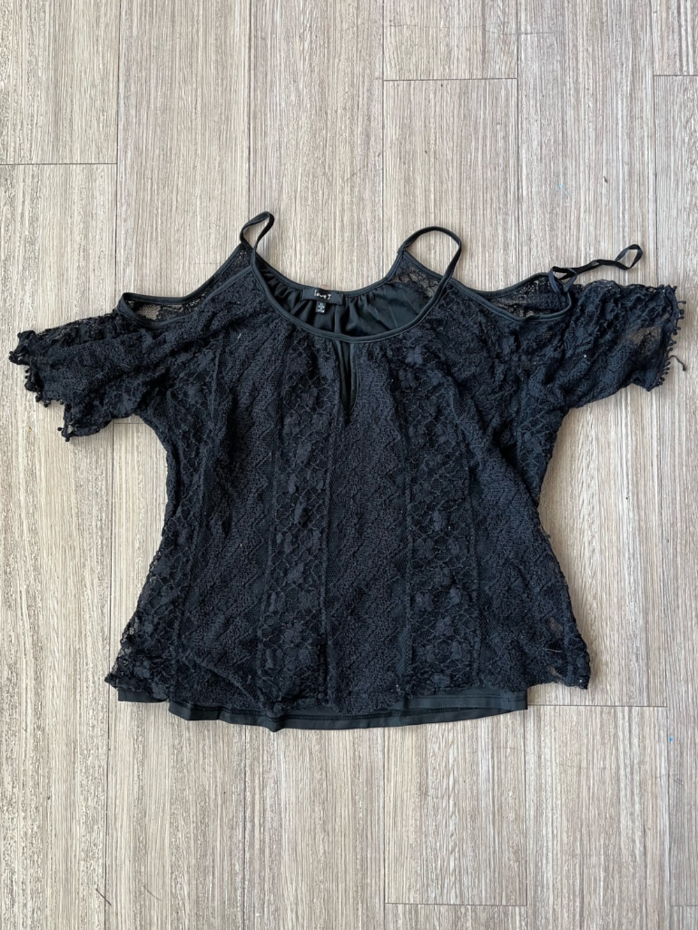 love J Black Lace Cold-Shoulder Blouse